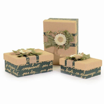 Scatole regalo in cartone e stoffa piccole - 3 pezzi Vacchetti