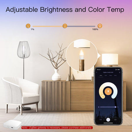 Lampada Led E14 ZigBee 3.0 Smart WiFi 5W RGB CCT Dimmerabile APP Compatible Amazon Alexa Google Home Ledlux