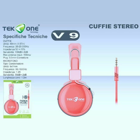 Cuffie Stereo Tekone V9 Con Microfono Dinamiche Headphones Hi-fi Rosa Azzurro Cuffie e Auricolari Trade Shop italia - Napoli, Commerciovirtuoso.it