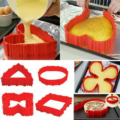 Set 4 Pezzi Stampo Torta Magico Pieghevole Crea Forme Torta Dolci In Silicone