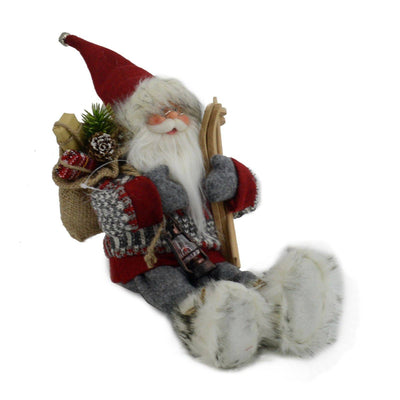 Pupazzo babbo Natale seduto – rosso e grigio Vacchetti