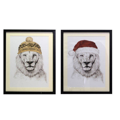 Quadro con leone natalizio – set da 2 Vacchetti