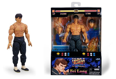 Street Fighter II Fei-Long Personaggio cm.15 personaggio articolato cultue pop da collezione, 25 punti di articolazione, mani e
