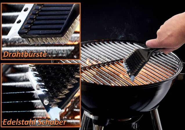 Spazzola e Raschietto Professionale per la Pulizia della Griglia Barbecue A2Zworld