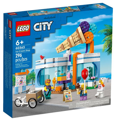 LEGO City Gelateria, Giochi per Bambini e Bambine da 6 anni in su con Edificio da Costruire, Carretto dei Gelati Giocattolo e 3 Minifigure, Idea Regalo di Compleanno 60363