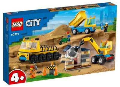 Camion da cantiere e gru con palla da demolizione Lego