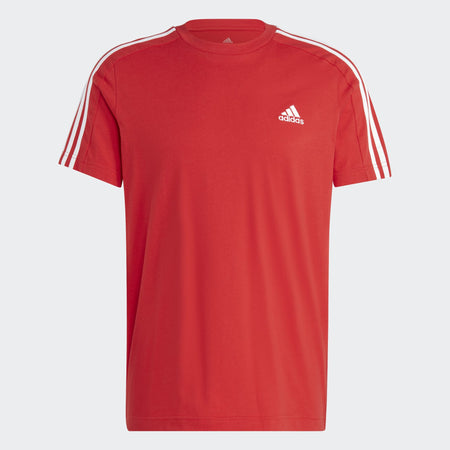 Adidas T-shirt Uomo ESSENTIALS SINGLE JERSEY 3-STRIPES TEE Rosso IC9339