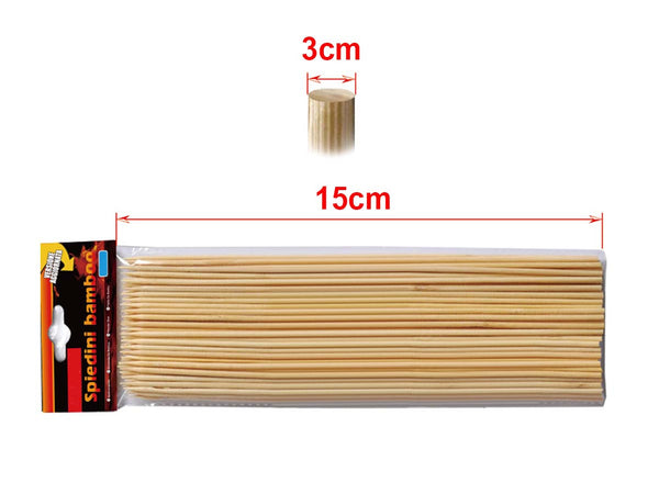 90 Spiedini Bamboo Diametro 3mm Lunga 15cm