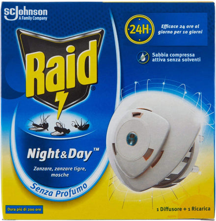 Raid Night e Day Anti Zanzare Inodore 1Base + 1 Ricarica