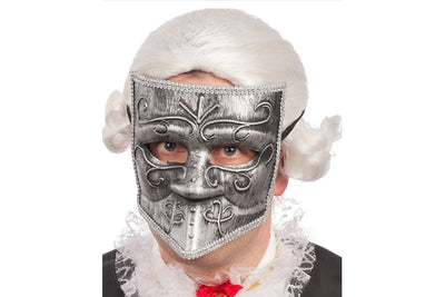 Maschera in argento con bautta in plastica Carnival Toys