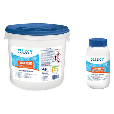 TRICLORO IN PASTIGLIE A LENTO DISSOLVIMENTO Kg. 5 - pastiglie da 200 grammi Fluxy