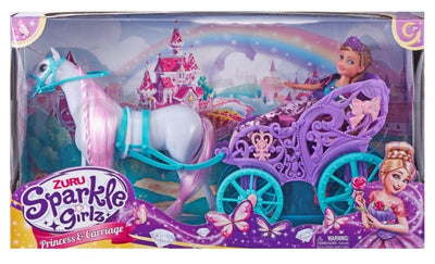 SPARKLE GIRLZ 10.5'' Princess W/Unicorn & Carriage Window Box,Bulk