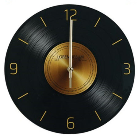 Orologio Da Parete Diametro 29.5cm In Vetro Disegno Disco Musicale Antico A2Zworld