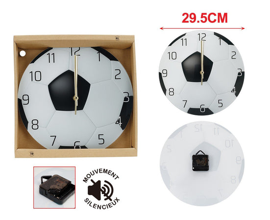Orologio Da Parete Diametro 29.5cm In Vetro Disegno Palla Calcio A2Zworld