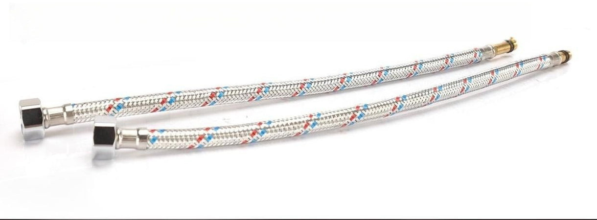 Coppia Tubi Flessibili Per Miscelatore Rubinetto Lungo 50cm Connettori F 1/2'' e M 3/8'' A2Zworld