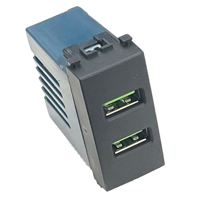 ETTROIT Modulo Presa Caricatore USB 5V 2,1A 2 Porte USB-A Colore Nero Compatibile Con Vimar Arke
