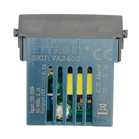 ETTROIT Modulo Presa Caricatore USB 5V 2,1A 2 Porte USB-A Colore Nero Compatibile Con Vimar Arke