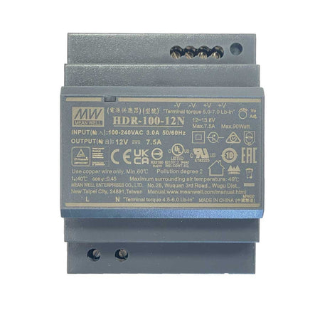 MeanWell HDR-100-12N Alimentatore Guida DIN 100W 12V 7,5A Input 220V e 110V