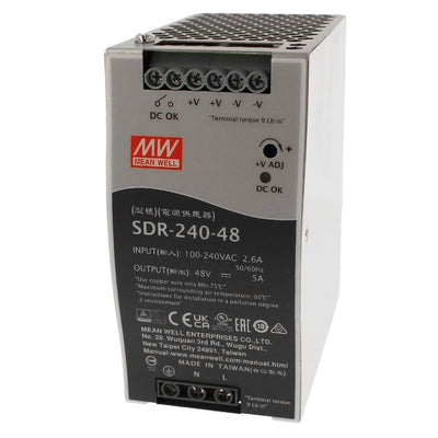 MeanWell SDR-240-48 Alimentatore DIN RAIL 240W 48V 5A Per Automazione Industriale Input 220V 110V