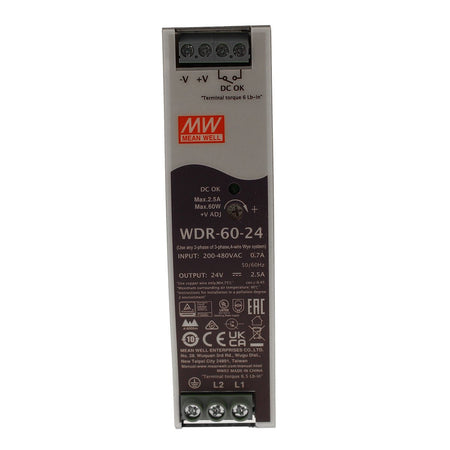 MeanWell WDR-60-24 Alimentatore Slim DIN Rail 60W 24V 2,5A Input 180-550V