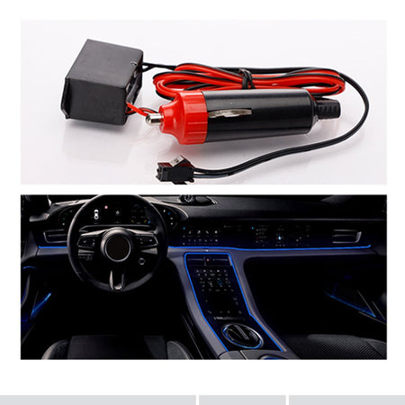 Striscia LED Decorativa Blu Super Sottile per Interno Auto Lunga 5 Metri Alimentata da Accendisigari 12V Tagliabile A2Zworld