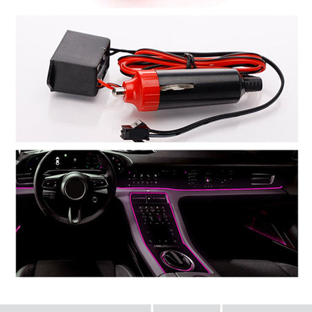 Striscia LED Decorativa Rosa Super Sottile per Interno Auto Lunga 5 Metri Alimentata da Accendisigari 12V Tagliabile A2Zworld