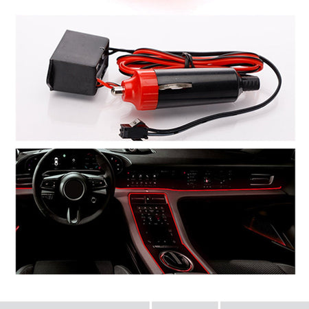 Striscia LED Decorativa Rosso Super Sottile per Interno Auto Lunga 5 Metri Alimentata da Accendisigari 12V Tagliabile A2Zworld
