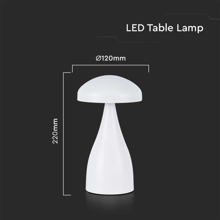 Lampada LED da Tavolo 1W con Batteria 1800mAh Ricaricabile USB C Colore Bianco in Metallo Dimmerabile 3 in 1 SKU-7896 V-Tac