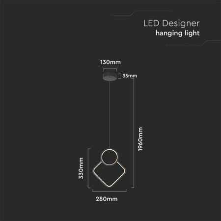 Lampadario LED a Sospensione 12W dal Design Moderno 28*196cm Colore Nero 4000K SKU-14999 V-Tac