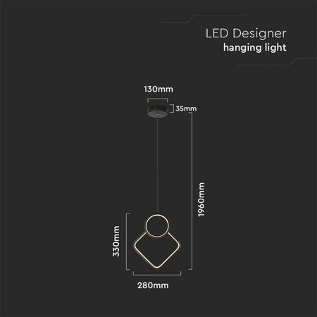 Lampadario LED a Sospensione 12W dal Design Moderno 28*196m Colore Nero 3000K SKU-14998 V-Tac
