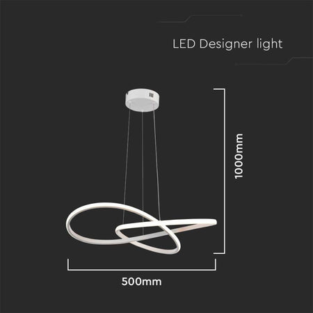 Lampadario LED a Sospensione 20W 2540lm Design Moderno Doppi Anelli Incrociati 500mm Colore Bianco 3000K SKU-8013 V-Tac