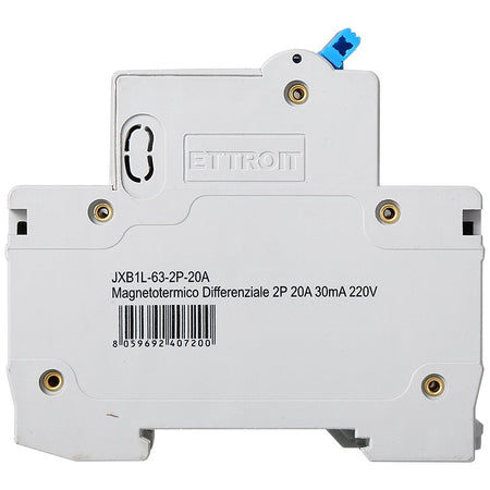 ETTROIT Interruttore Magnetotermico Differenziale 1P+N 20A 4.5kA 30mA 220V Occupa 2 Moduli DIN