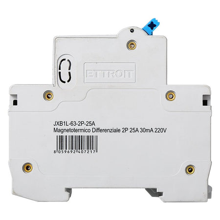 ETTROIT Interruttore Magnetotermico Differenziale 1P+N 25A 4.5kA 30mA 220V Occupa 2 Moduli DIN