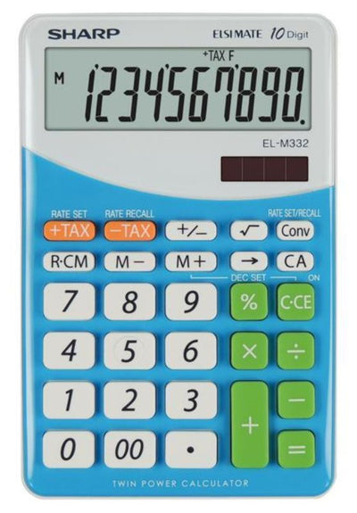 CALCOLATRICE TASCABILE SHARP ELM332BBL 10 cifre, doppia alimentazione, display inclinato, blister, blu Sharp (Calcolatrici)