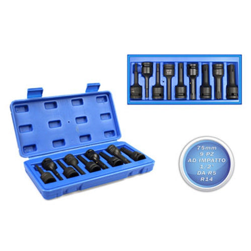 Bussole Ribe Ad Impatto Attacco 1/2 Set 9 Pz Misure Da R5 A R14 Punte 75 Mm Casa, arredamento e bricolage > Bricolage e fai da te > Utensili Manuali > Chiavi da Lavoro Trade Shop italia - Napoli, Commerciovirtuoso.it
