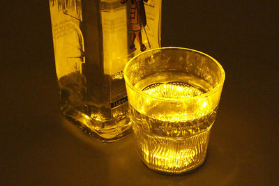 2 PZ Luci Led Sotto Bottiglia Vino Grappa Sotto Bicchiere Colore Giallo Yellow Luminoso Per Bar Pub Ledlux