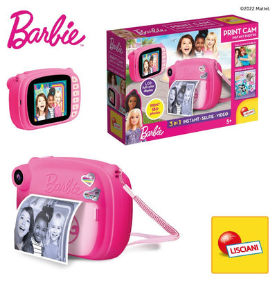 Lisciani Giochi- Barbie Print Cam Hi-Tech, Bambini Da 4 Anni, Fotocamera Istantanea, Stampa Subito Le Tue Foto, Funzione Video E Selfie, Multicolore, 97050, ‎38.8 x 28.5 x 5.7 cm, 300 grammi