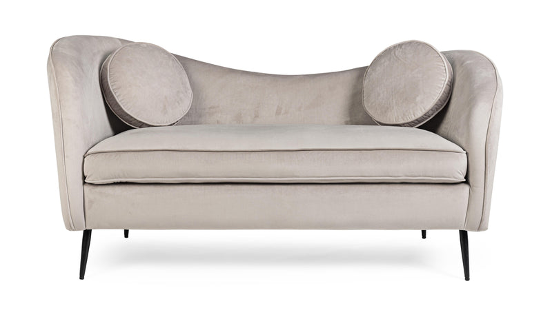 Divano in velluto Grigio chiaro 2 posti "Candis" con piedi neri 163 cm Casa e cucina/Arredamento/Soggiorno/Divani Decor Space - Altamura, Commerciovirtuoso.it