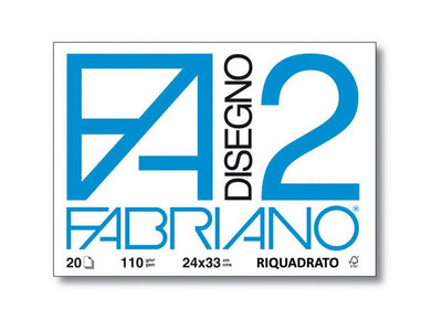 Blocco fabriano 2 riquadrato liscio 24x33 cf.10 pezzi