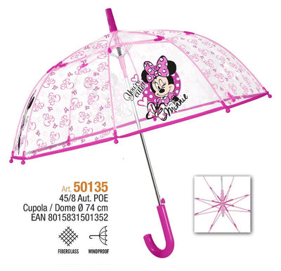 Perletti Ombrello Automatico 45 cm Cupola POE Minnie - Stile e Protezione dalla Pioggia