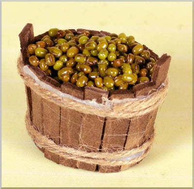 Tinozza in legno c/olive cm. 5,5x4,5x5,5