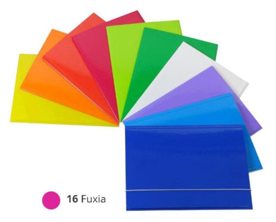 Cartelline Plastificate 25x34 - 3 lembi patte mm.0,8 c/elastico, imballo 10 pz. Colore fuxia