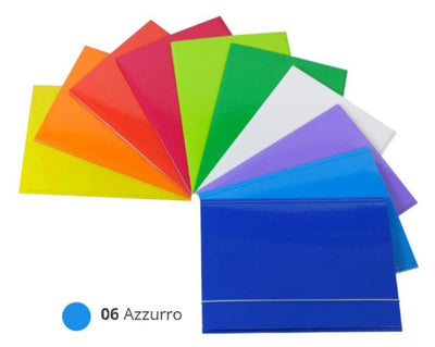 Cartelline Plastificate 25x34 - 3 lembi patte mm.0,8 c/elastico, imballo 10 pz. Colore azzurro Ciac Srl (Cartoshop)