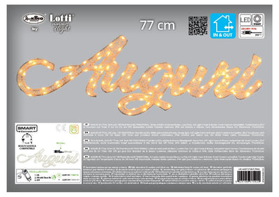 AUGURI 3D 77cm, Serie LHC 100 Pixel MicroLED TRADITIONAL, Telaio metallo verniciato Bianco, Luce Fissa, LHC Light Cream & Brown, Lotti