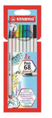 Pennarello Premium con punta a pennello - STABILO Pen 68 brush - Astuccio da 8 - con 8 colori assortiti AST.8 STABILO PEN 68 BRUSH