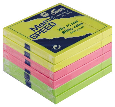 Sticky Notes 3 colori brillanti 75x75 6 blocchetti da 80 fg. Ciac Srl (Cartoshop)
