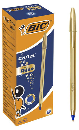 Penna BIC Cristal Shine Gold Blu