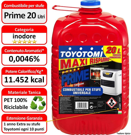 Tanica Combustibile Liquido Inodore TOYOTOMI PRIME Lt 20 -  commercioVirtuoso.it