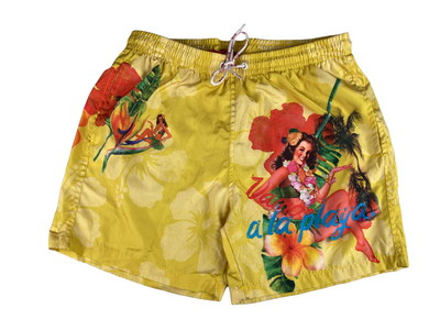 Boxer mare Uomo BoB Company - fantasia Hawaii - colore giallo Moda/Uomo/Abbigliamento/Mare e piscina/Pantaloncini e calzoncini Couture - Sestu, Commerciovirtuoso.it