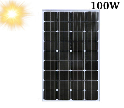 Pannello Energia Solare Fotovoltaico 100W Monocristallino 12V connettori MC4